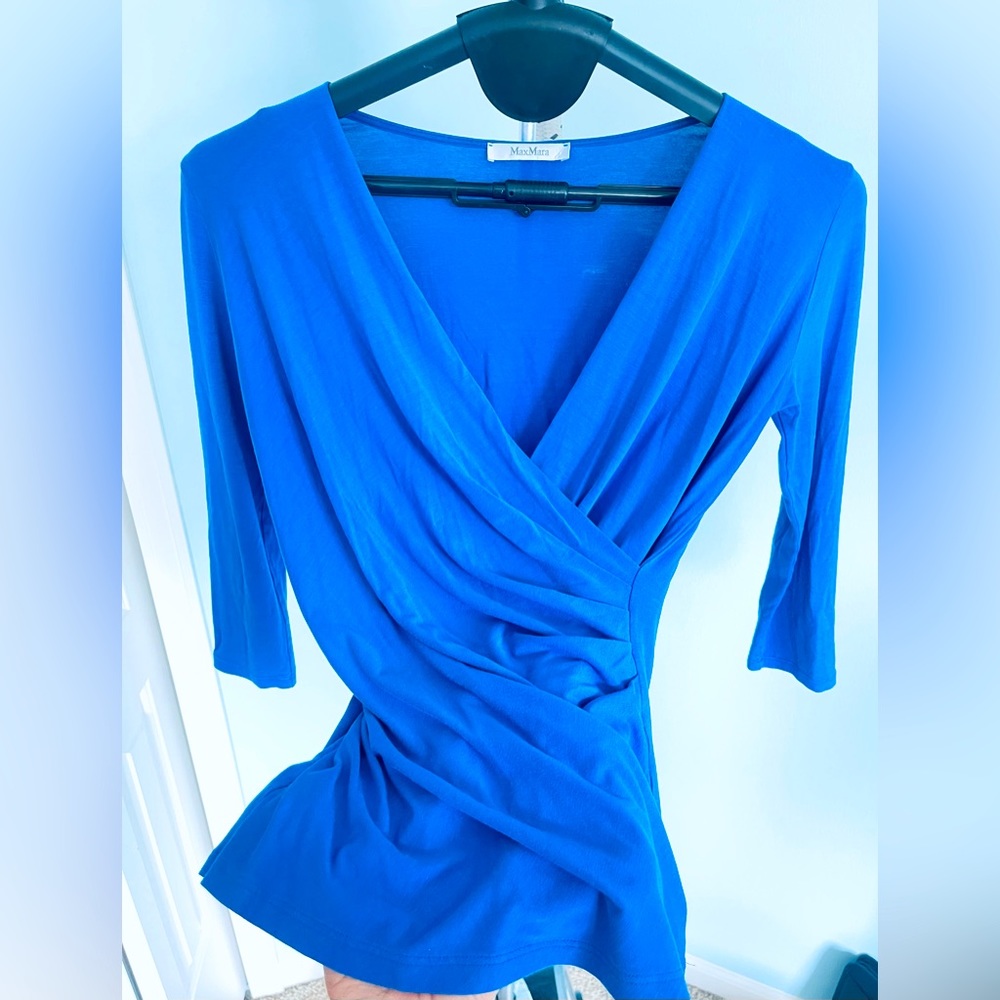 Designer MaxMara stretch soft classy wrap Top 3/4 sleeve sz S/M